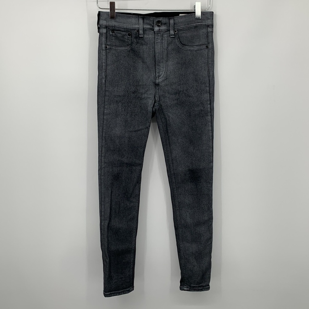 Rag & Bone high rise skinny ankle jeans stretch gunmetal gray women 28